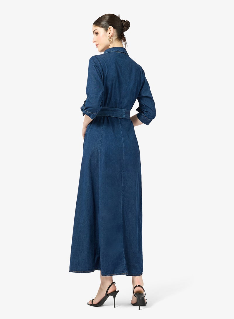 Style Cheat Denim Belted Dress - Image 2